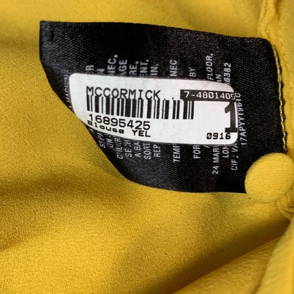 Anthropology meadow rue gold mustard yellow scalloped blouse size 8 button down - Picture 6 of 12